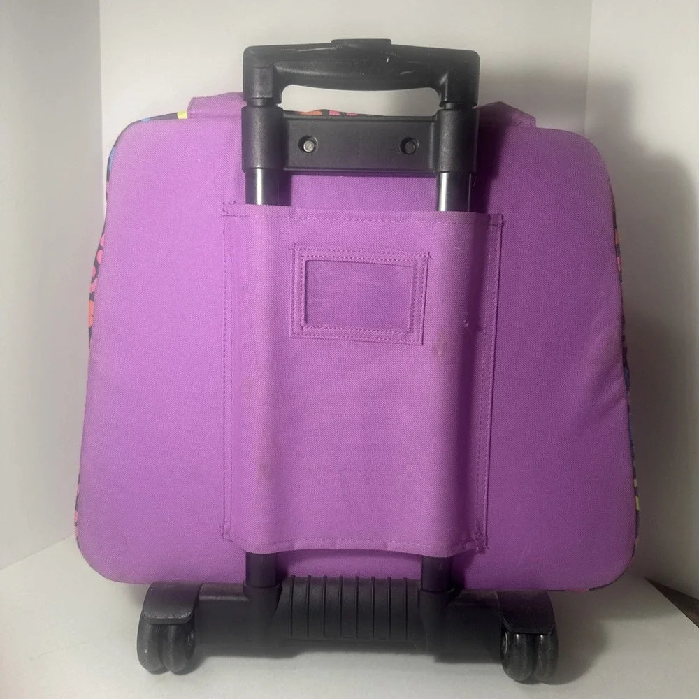Justice Brand Rainbow Color Peace Sign Rolling Travel Bag Pre-owned‎